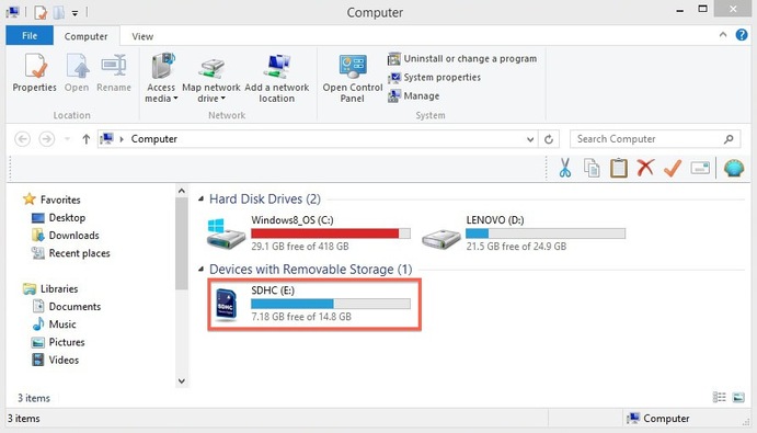 sd card showing up as 2 drives